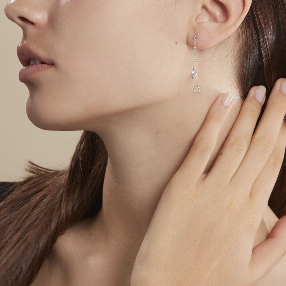 Boucles D'oreilles Pendantes Emerika Or Blanc Oxyde De Zirconium - Pendantes Femme | Marc Orian