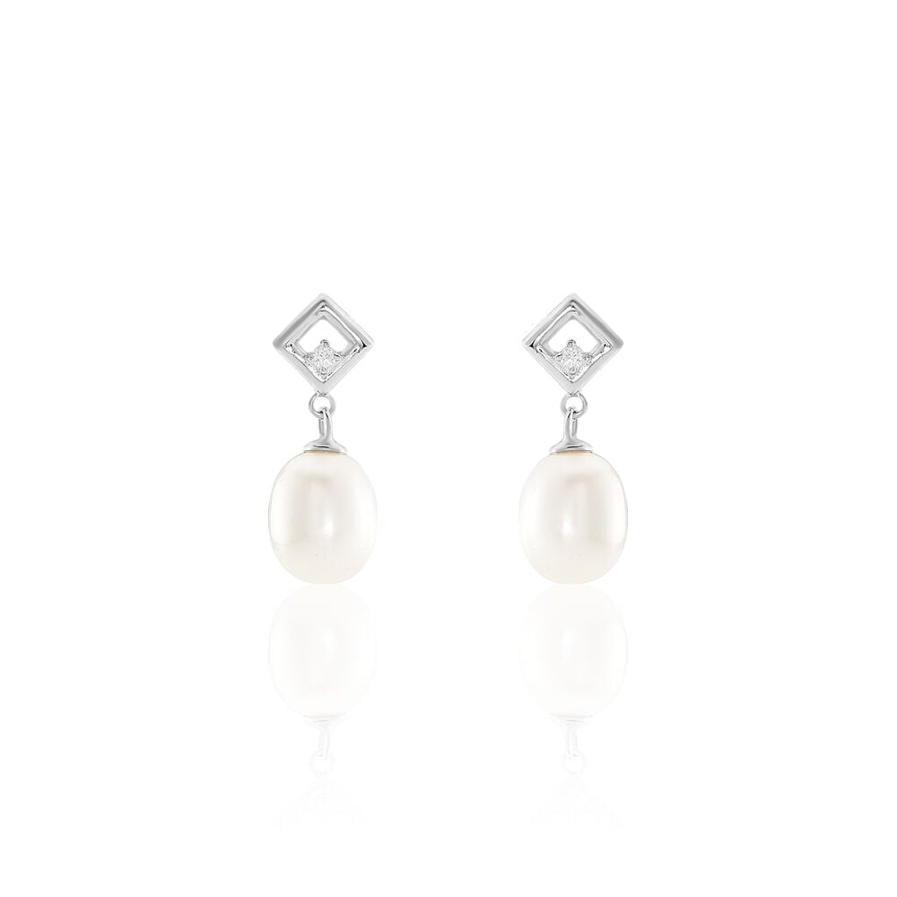 Boucles D'oreilles Pendantes Drusilla Argent  Perle De Culture Oxyde - Pendantes Femme | Marc Orian