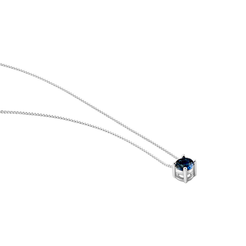 Collier Dwight Argent Blanc Oxyde De Zirconium Bleu - Colliers solitaires Femme | Marc Orian