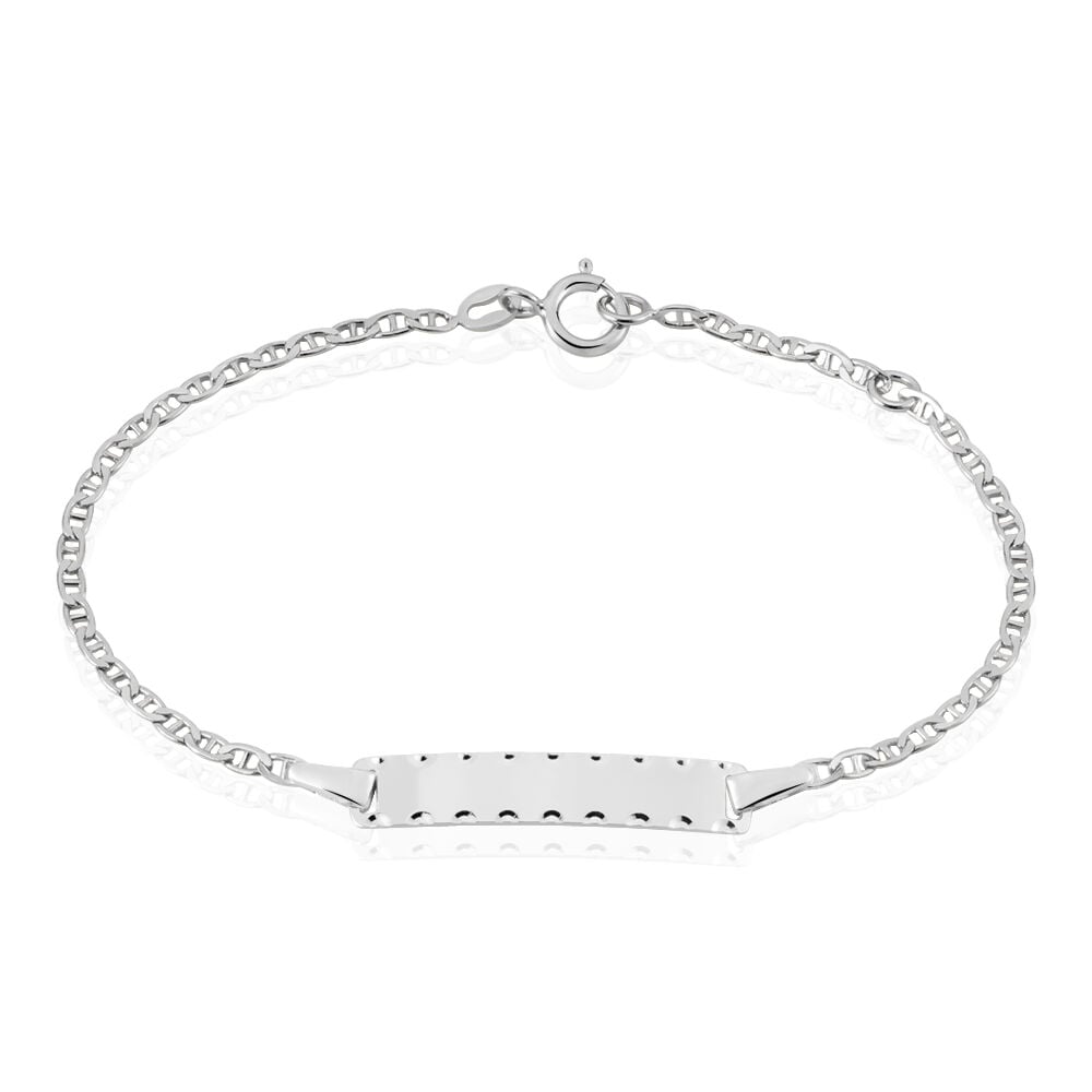 Bracelet Identité Esta Maille Forçat Or Blanc - Gourmettes Enfant | Marc Orian