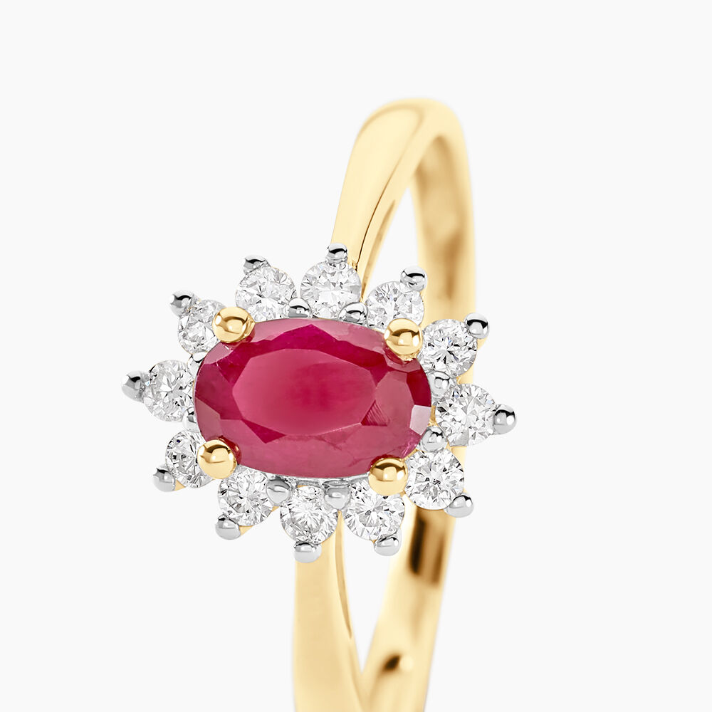 Bague Or Jaune Rubis Diamants - Bagues vintage Femme | Marc Orian