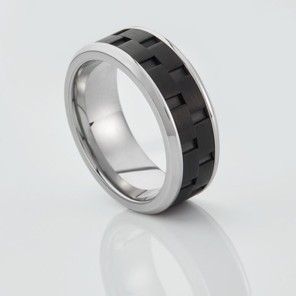 Bague Jourdan Oahu Acier Blanc Et Noir - Bijoux fantaisie Homme | Marc Orian