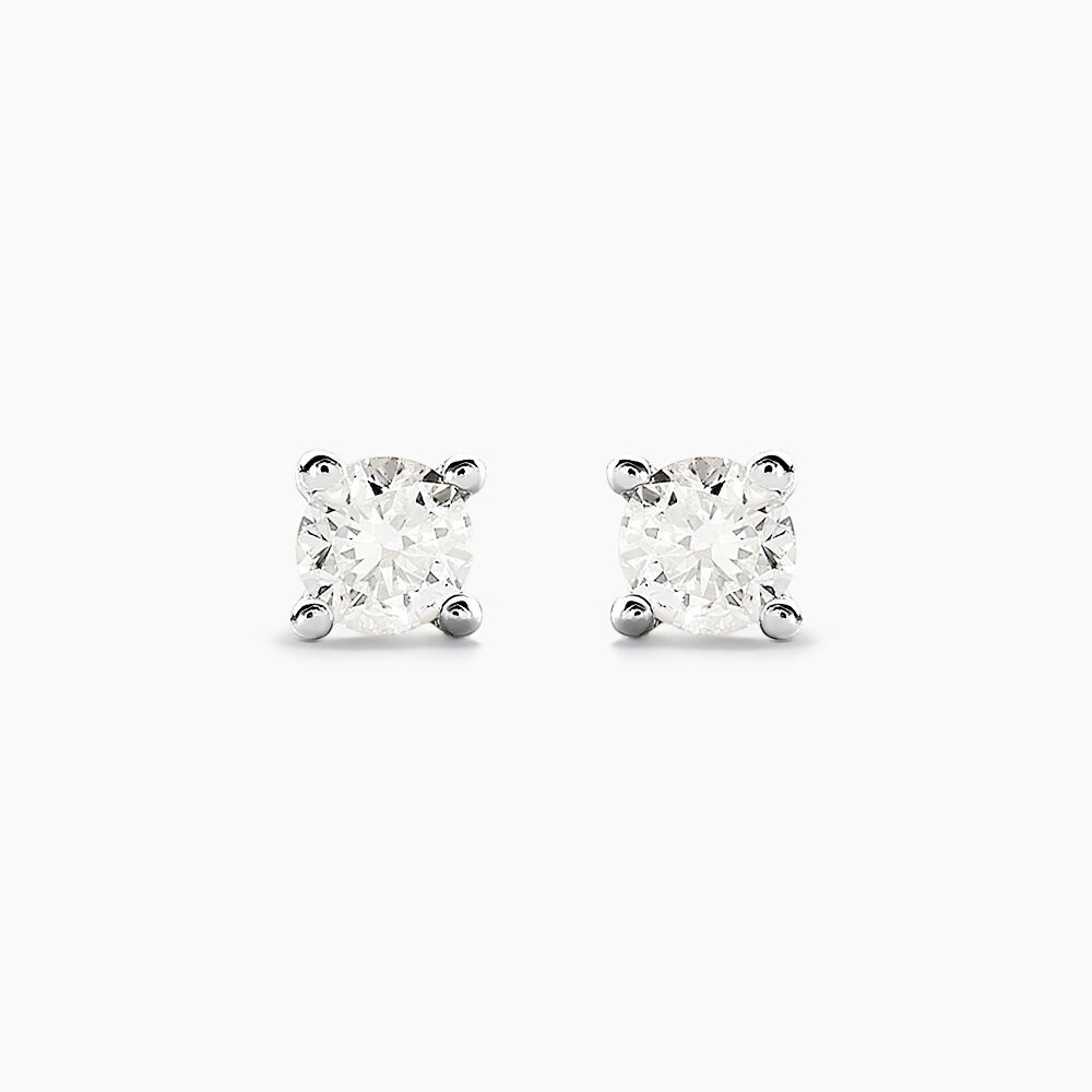 Boucles D'oreilles Puces Aphrodite Or Blanc Diamant - Puces Famille | Marc Orian