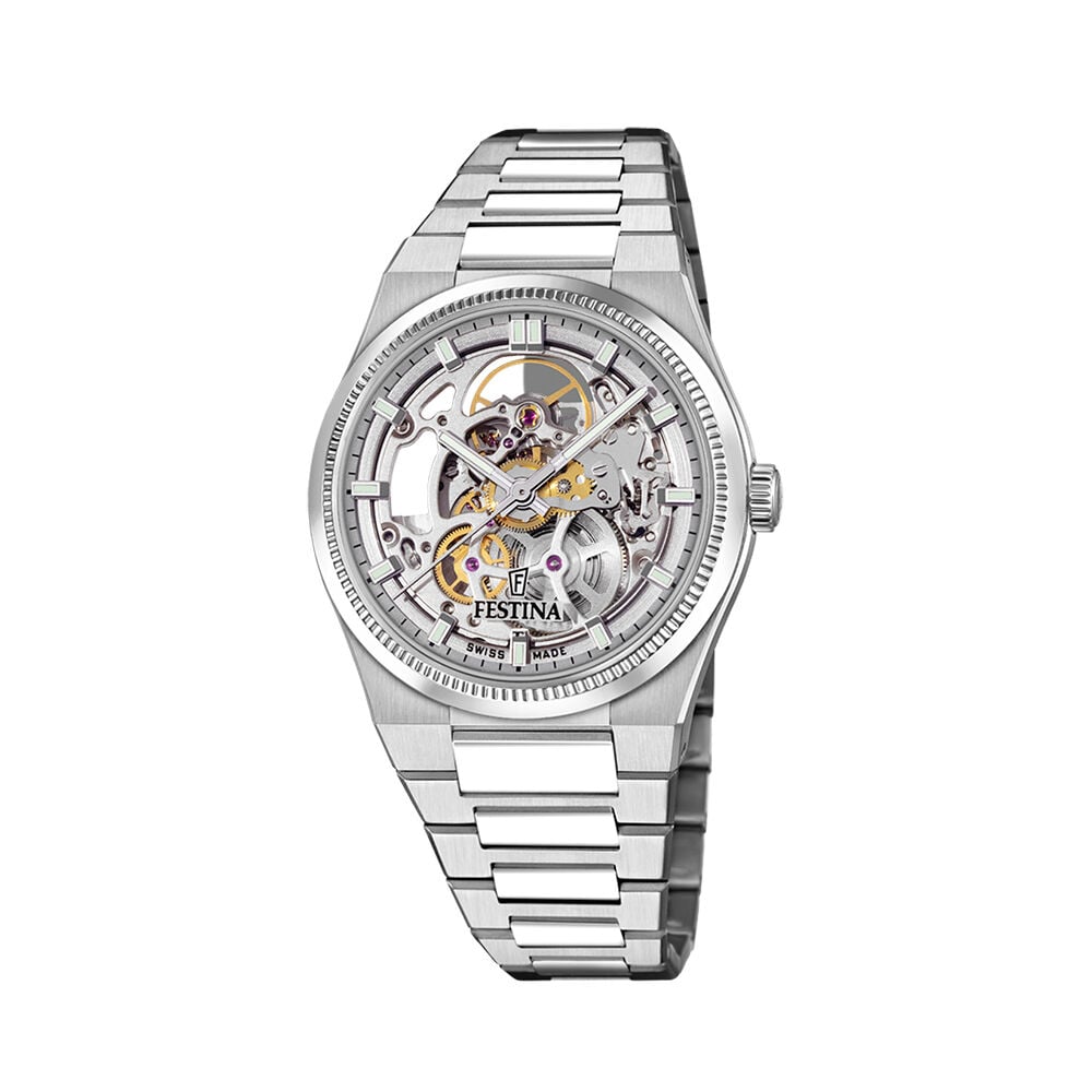 Montre Festina Swiss Made Automatic Squelette 40 Argenté - Montres automatiques Homme | Marc Orian