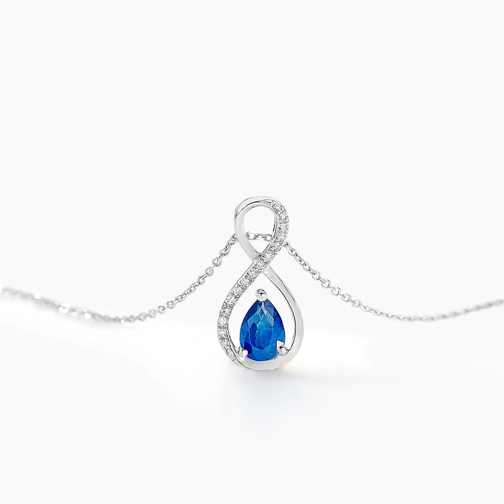 Collier Odessa Or Blanc Saphir Diamant - Colliers avec pierres Femme | Marc Orian