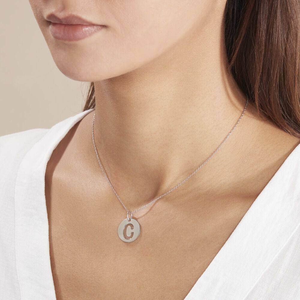 Pendentif Elio C Argent Blanc - Pendentifs Famille | Marc Orian