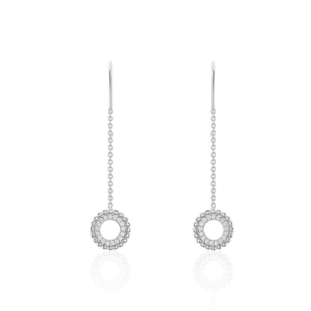Boucles D'oreilles Pendantes Florenzia Argent Blanc Oxyde De Zirconium - Pendantes Femme | Marc Orian