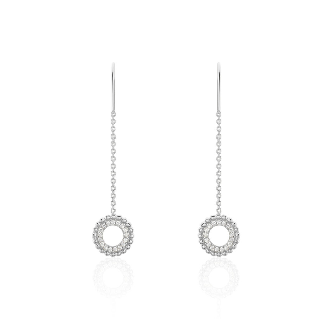 Boucles D'oreilles Pendantes Florenzia Argent Blanc Oxyde De Zirconium - Pendantes Femme | Marc Orian