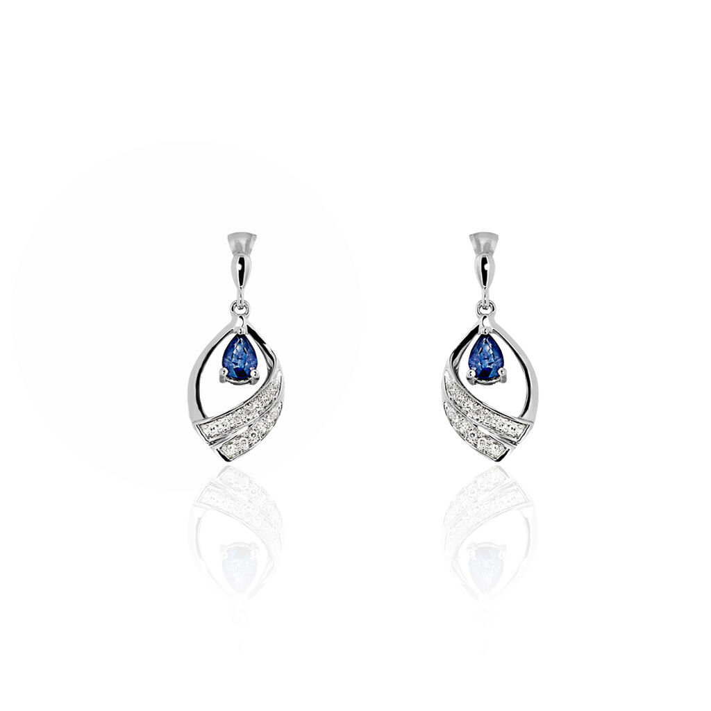 Boucles D'oreilles Puces Odila Or Blanc Saphir Et Diamant - Boucles d'oreilles mariage Femme | Marc Orian
