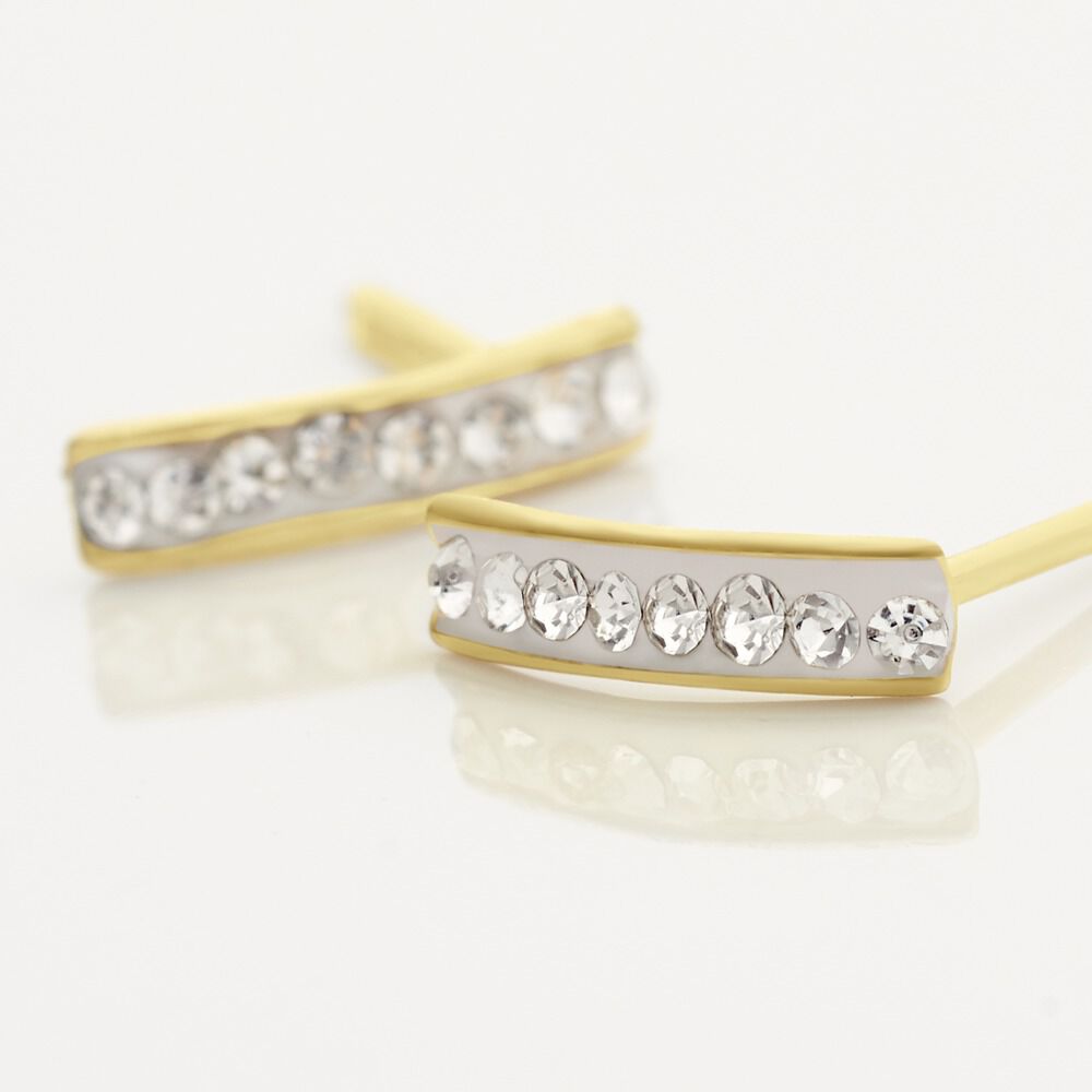 Boucles D'oreilles Puces Youssa Barrettes Or Jaune Strass - Puces Femme | Marc Orian