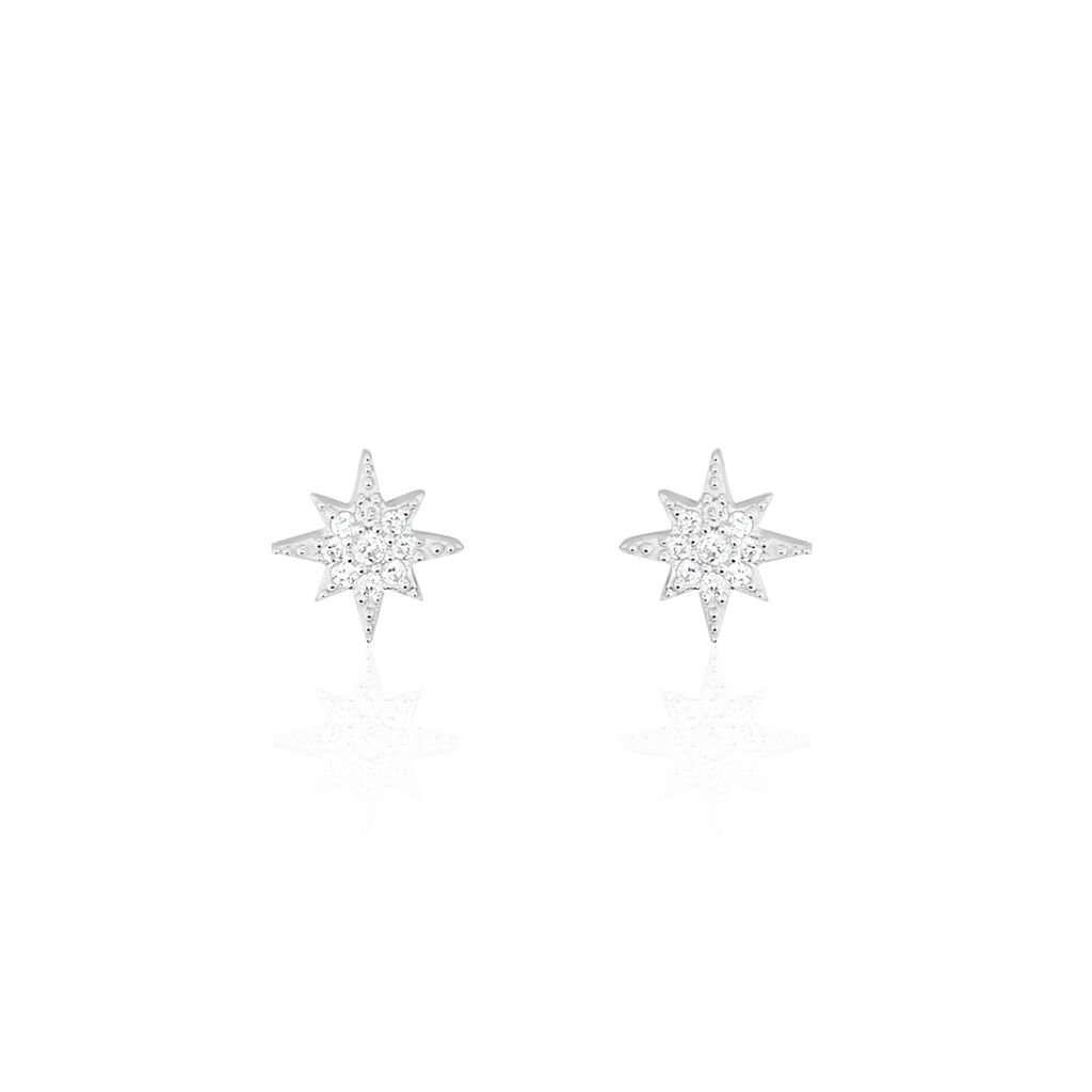 Boucles D'oreilles Puces Layana Argent Blanc Oxyde De Zirconium - Puces Femme | Marc Orian