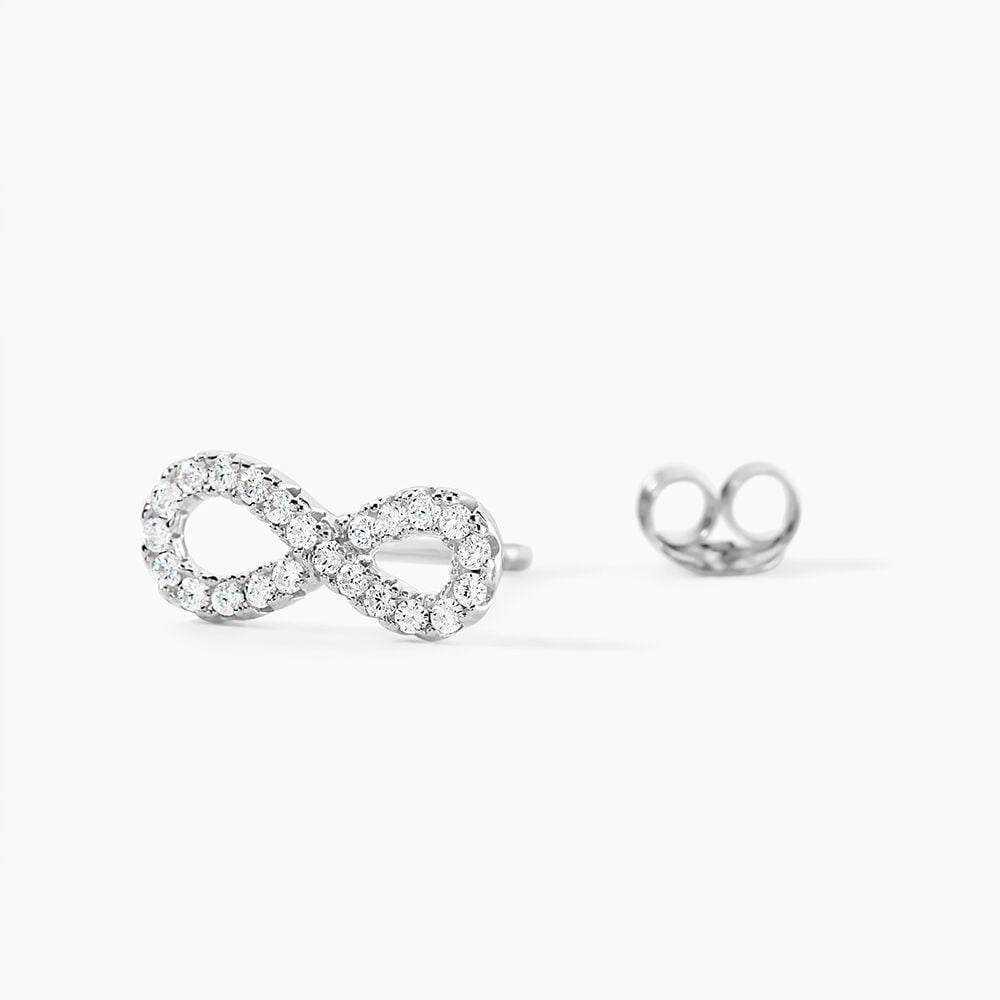CLELIA INFINITY Damen Ohrstecker Silber 925 Zirkonia Weiß Unendlichkeit - Puces Femme | Marc Orian