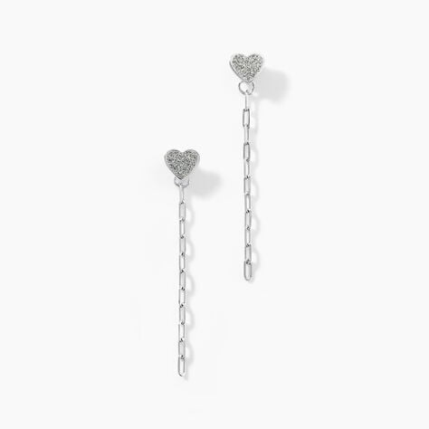 Boucles D'oreilles Pendantes Etincelante Argent Blanc - Pendantes Femme | Marc Orian