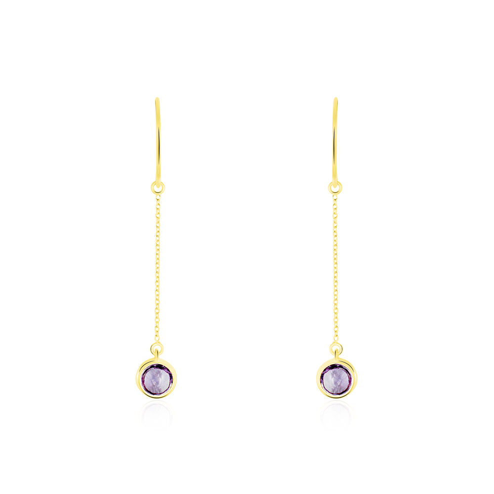 Boucles D'oreilles Pendantes Arenale Or Jaune Amethyste - Pendantes Femme | Marc Orian