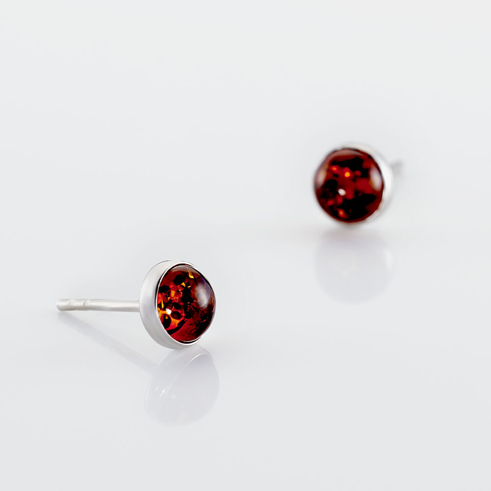 Boucles D'oreilles Puces Brunhild Argent Blanc Ambre - Puces Femme | Marc Orian