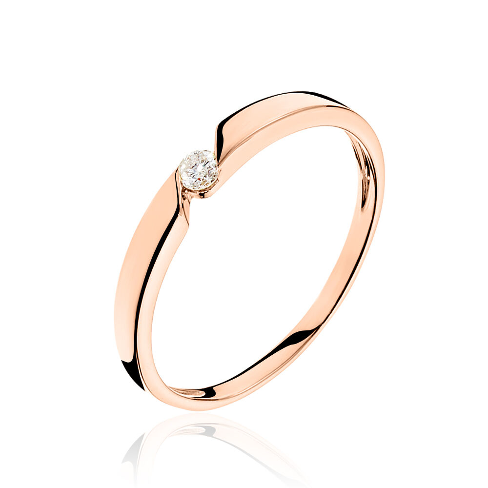 Bague solitaire 2025 or rose diamant