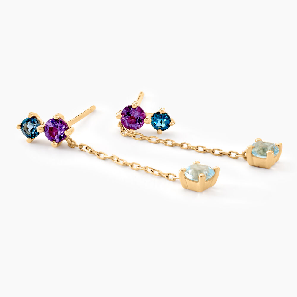 Boucles D'oreilles Pendantes Amaranta Or Jaune Topaze Améthyste - Pendantes Femme | Marc Orian