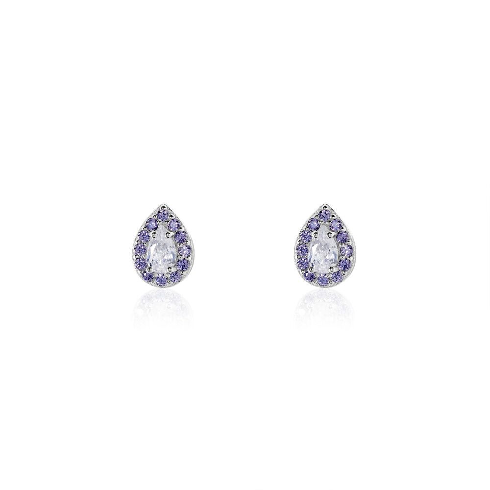 Boucles D'oreilles Puces Argent Blanc Tania Oxydes De Zirconium - Puces Femme | Marc Orian