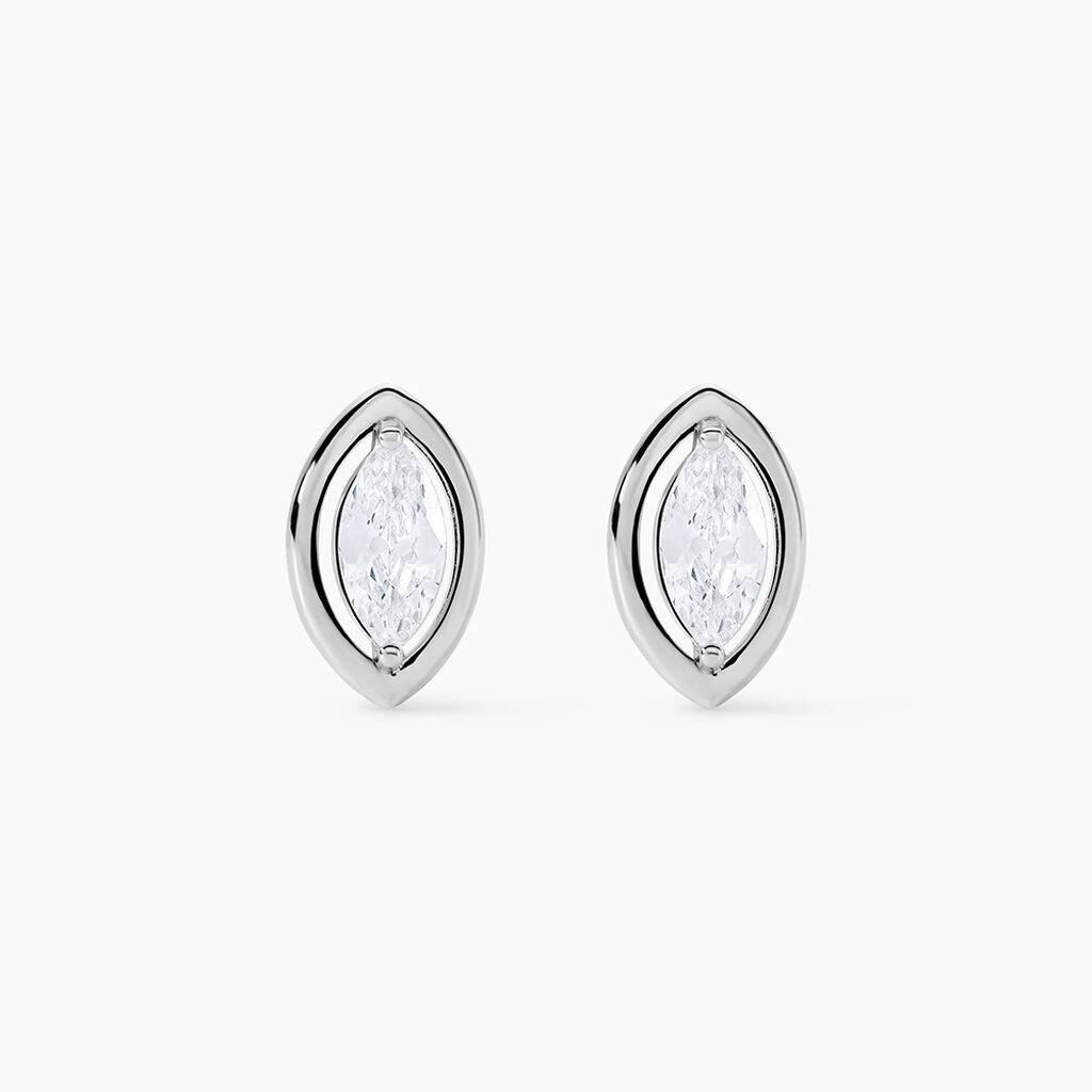 Boucles D'oreilles Puces Arone Argent Blanc Oxyde De Zirconium - Pendantes Femme | Marc Orian