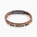 Bracelet Cuir Cuir De Vache Marron Oeil De Tigre - Bracelets cuir Homme | Marc Orian