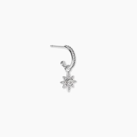 Cr&eacute;ole Unitaire Ancelin Rondes Argent Blanc Oxyde De Zirconium - Piercings d'oreilles Femme | Marc Orian