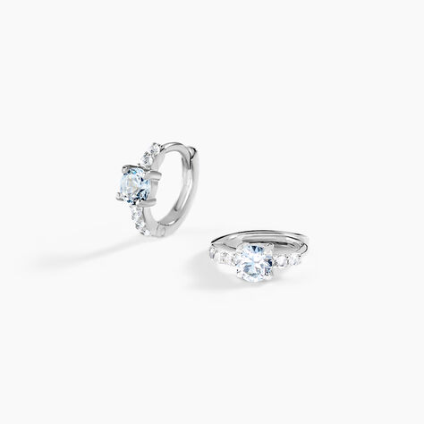 Créoles Gregh Argent Blanc Oxyde De Zirconium - Créoles Femme | Marc Orian