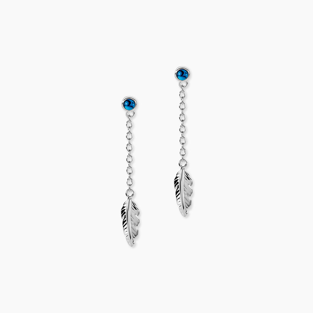 Boucles D'oreilles Pendantes Lottie Argent Blanc Turquoise - Pendantes Femme | Marc Orian