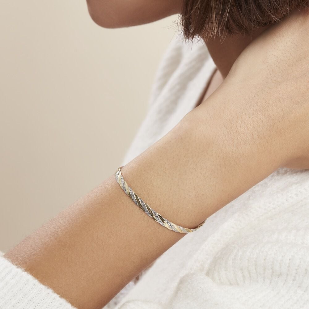 Bracelet Argent Bicolore Akio - Bracelets mailles Femme | Marc Orian