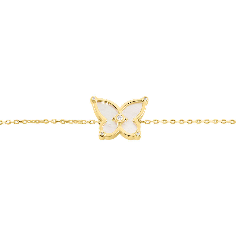 Bracelet Areli Plaque Or Doré Nacre Oxyde De Zirconium - Bracelets chaînes Femme | Marc Orian