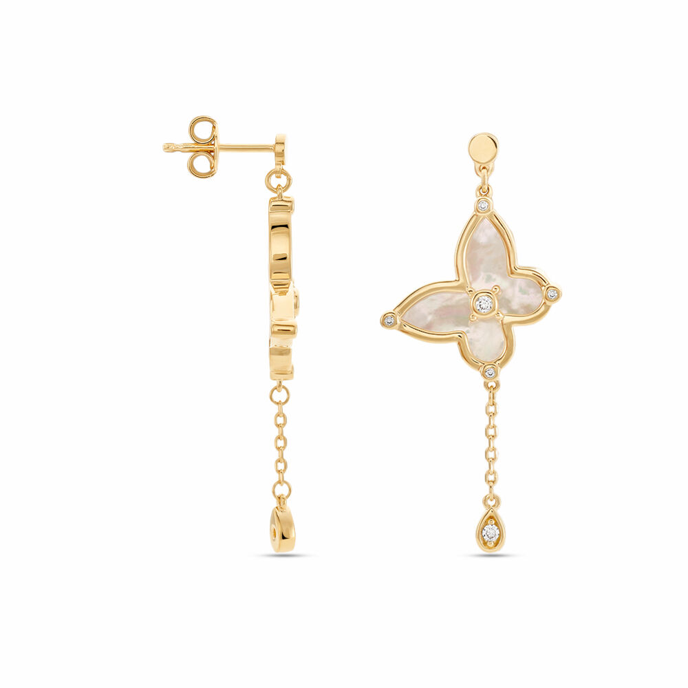 Boucles D'oreilles Pendantes Areli Plaque Or Doré Nacre Oxyde - Pendantes Femme | Marc Orian