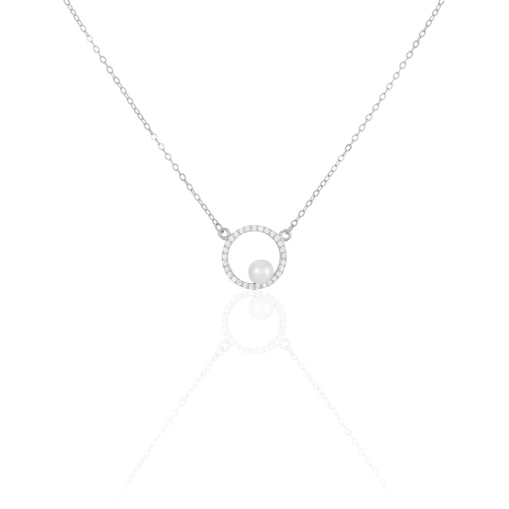Collier Marthe Argent Blanc Perle De Culture Et Oxyde De Zirconium - Colliers avec pierres Femme | Marc Orian