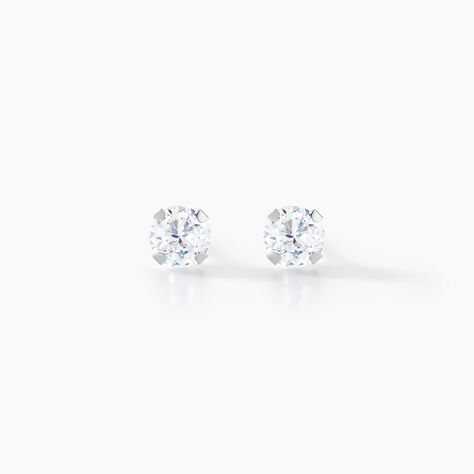 Boucles D'oreilles Puces Eddie Or Blanc Oxyde De Zirconium - Puces Femme | Marc Orian