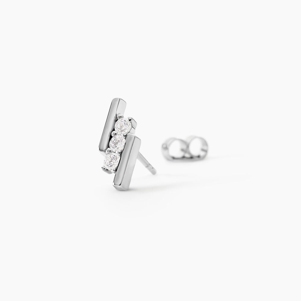 Boucles D'oreilles Puces Lousie Argent Blanc Oxyde De Zirconium - Puces Femme | Marc Orian