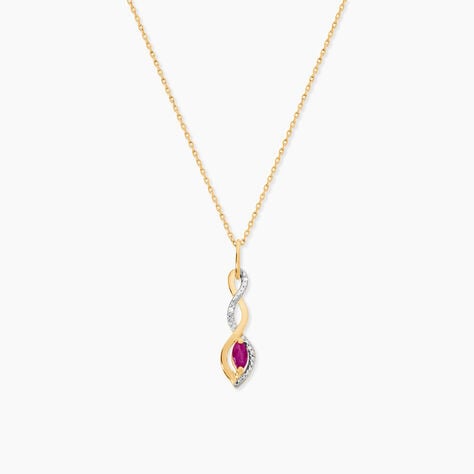 Collier Ondulations Or Bicolore Rubis Et Diamant - Colliers avec pierres Femme | Marc Orian