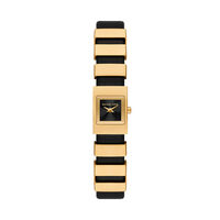 cadran doré fond noir bracelet cuir de vache noir