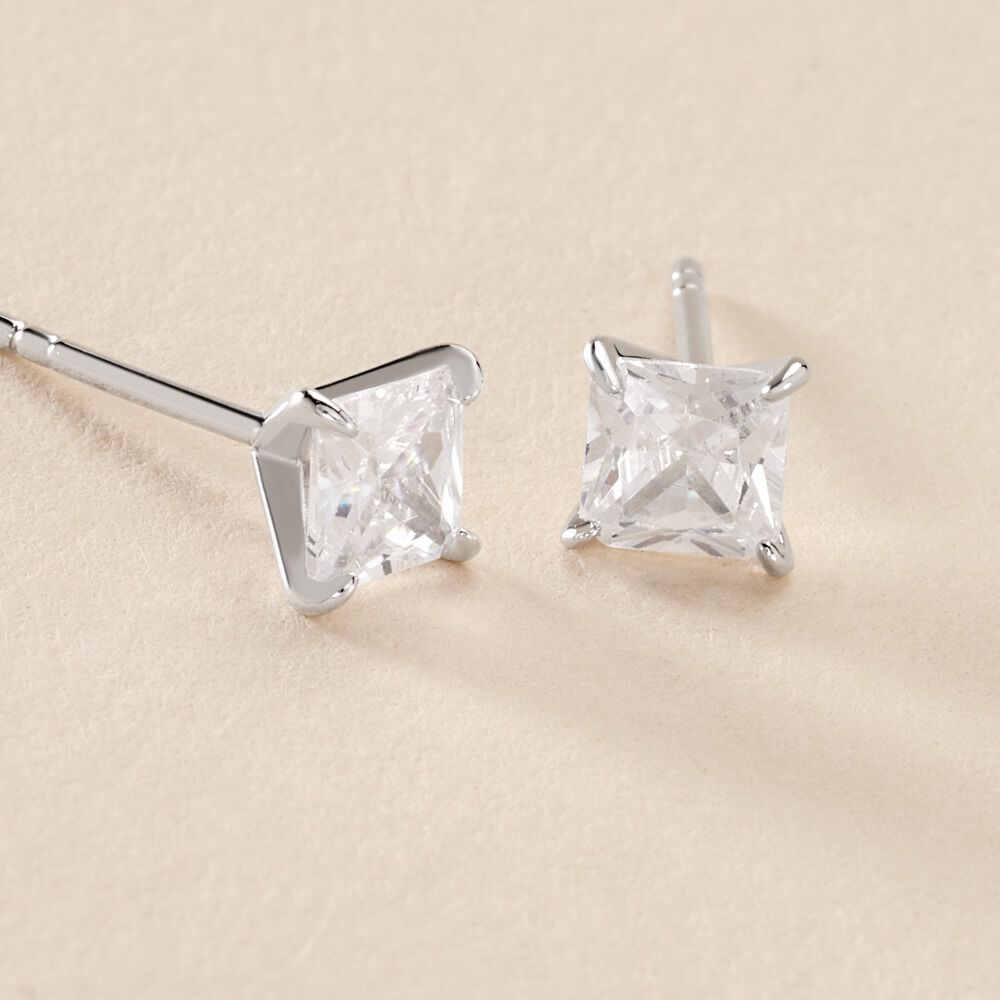 Boucles D'oreilles Puces Alys Argent Blanc Oxyde De Zirconium - Puces Femme | Marc Orian