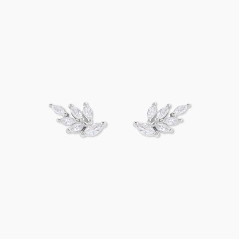 Boucles D'Oreilles Puces Feeria Argent Blanc Oxyde De Zirconium - Puces Femme | Marc Orian
