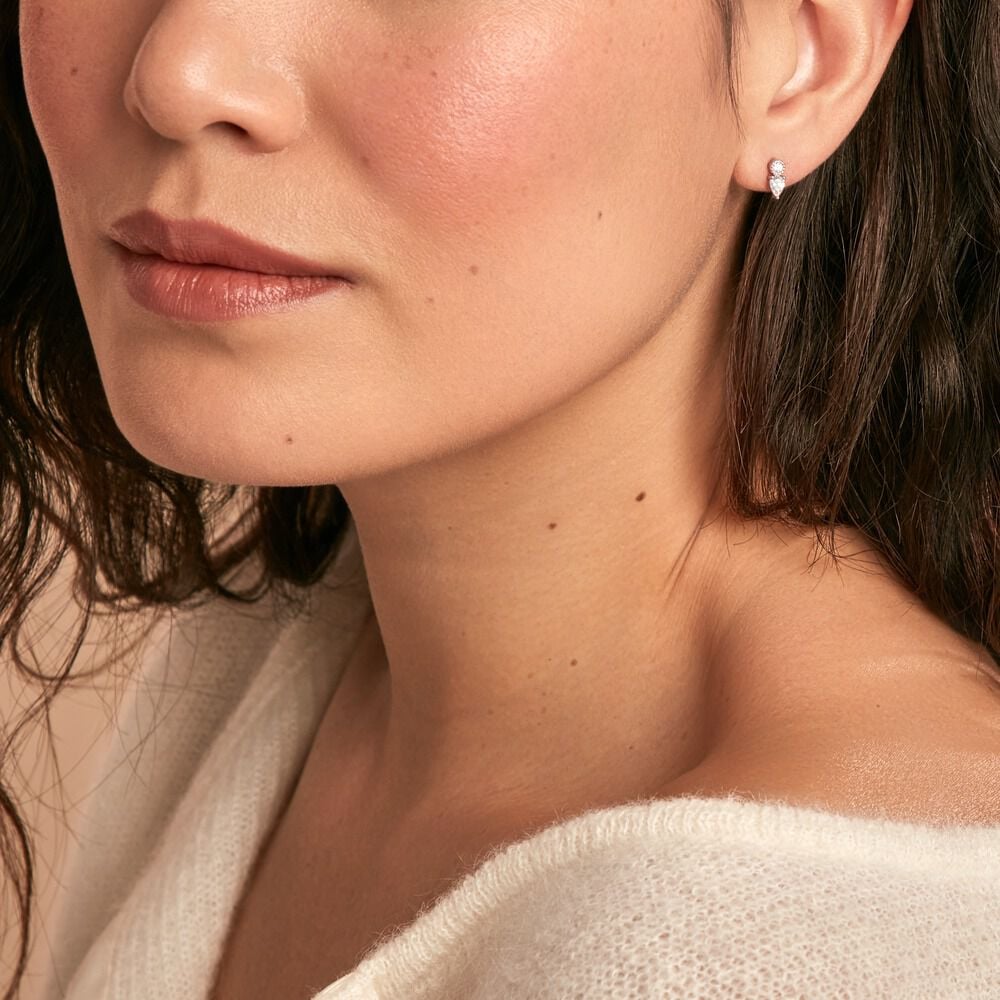 Boucles D'oreilles Puces Argent Blanc Delya Oxyde De Zirconium - Puces Femme | Marc Orian