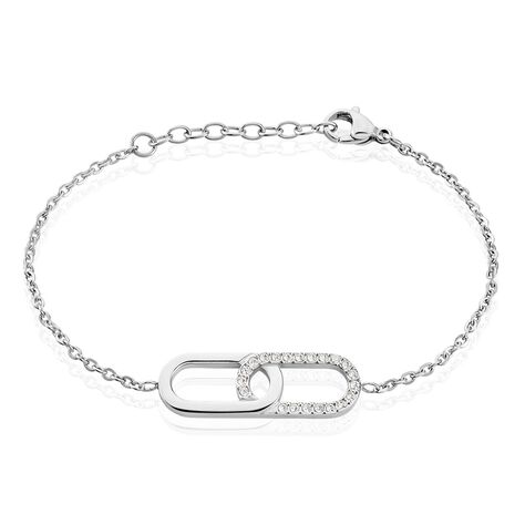 Bracelet Rekia Acier Blanc Strass - Bracelets chaînes Femme | Marc Orian