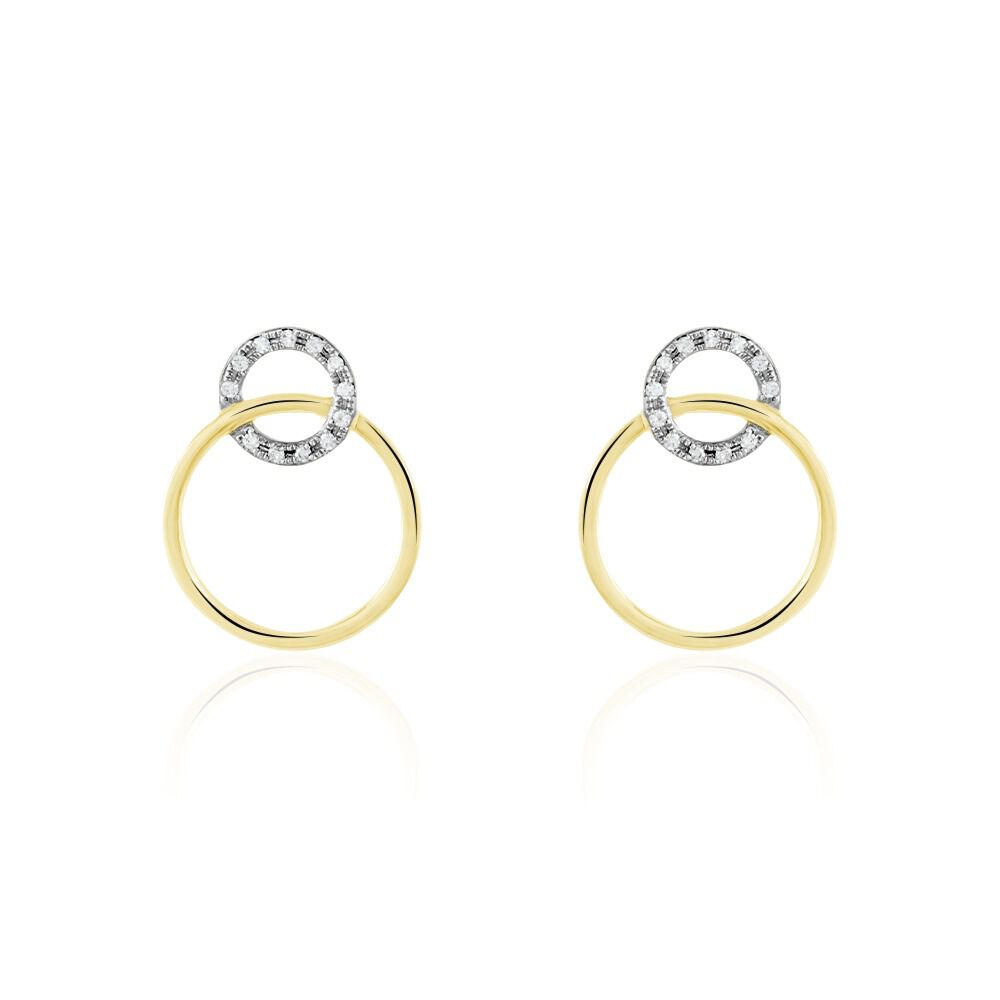 Boucles D'oreilles Or Jaune Achim Diamants - Puces Femme | Marc Orian