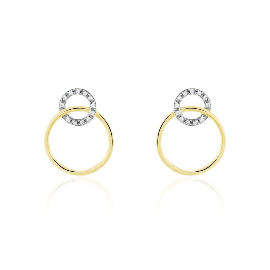 Boucles D'oreilles Or Jaune Achim Diamants - Puces Femme | Marc Orian