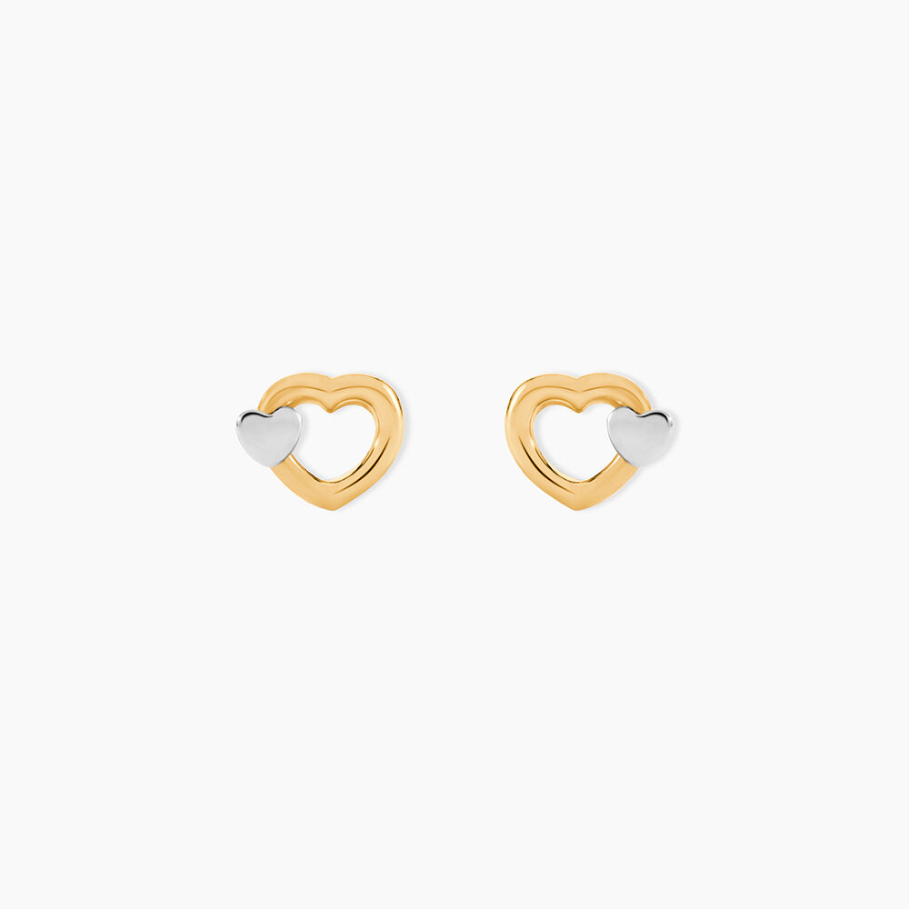 Boucles D'oreilles Puces Anne-maudae Double Coeurs Or Bicolore - Puces Femme | Marc Orian