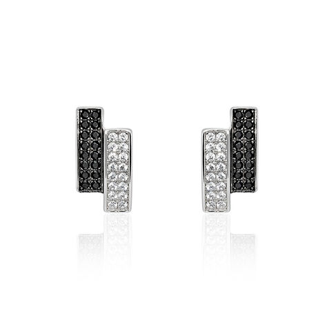 Boucles D'oreilles Puces Ouarida Argent Blanc Oxyde De Zirconium - Puces Femme | Marc Orian