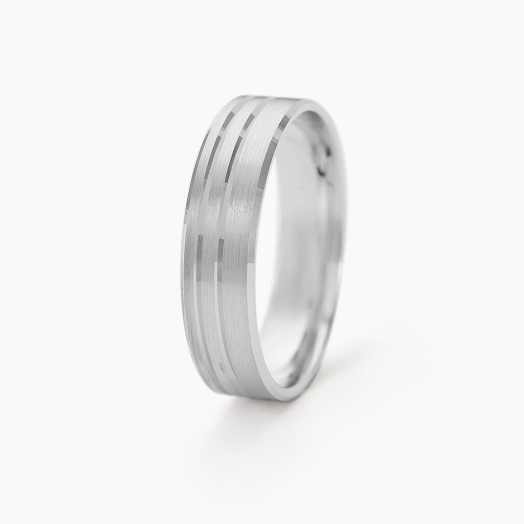 Alliance Cheryn Ruban Plat Argent Blanc - Alliances duo Famille | Marc Orian