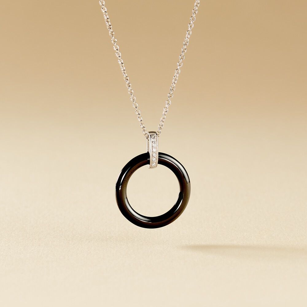 Collier Natacha Cera Argent Blanc C&eacute;ramique Et Oxyde De Zirconium - Colliers avec pierres Femme | Marc Orian