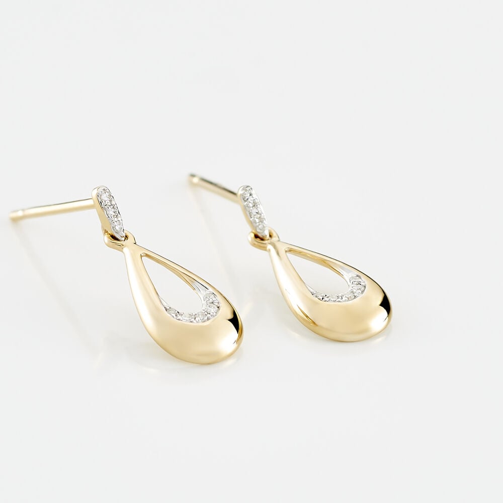 Boucles D'oreilles Puces Nirmala Or Jaune Diamant - Pendantes Femme | Marc Orian