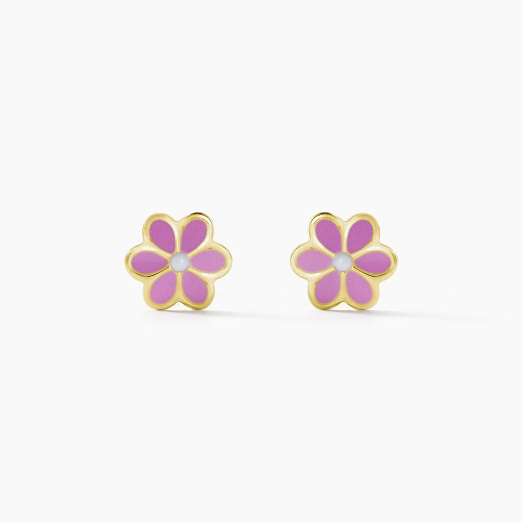 Boucles D'oreilles Puces Or Jaune Talia Email - Puces Enfant | Marc Orian