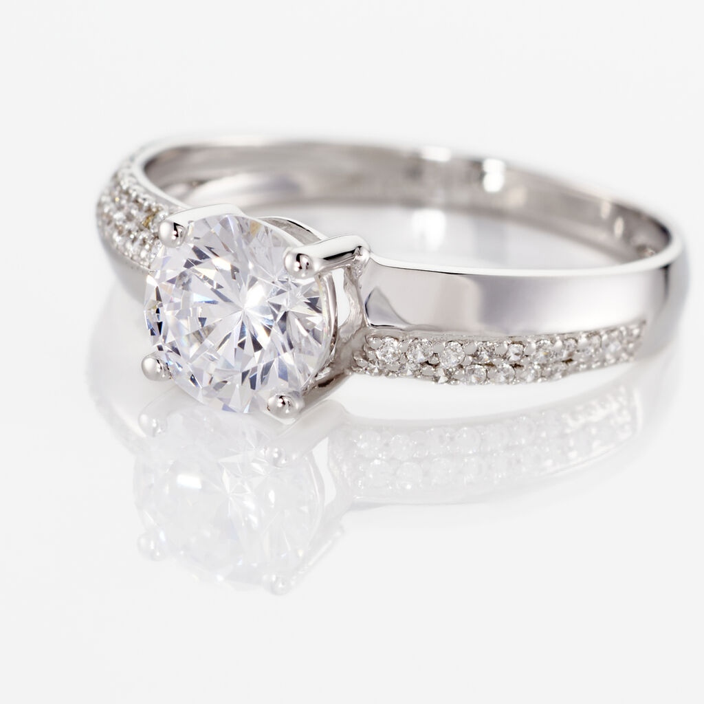 Bague Solitaire Messine Or Blanc Oxyde De Zirconium - Bagues Solitaire Femme | Marc Orian