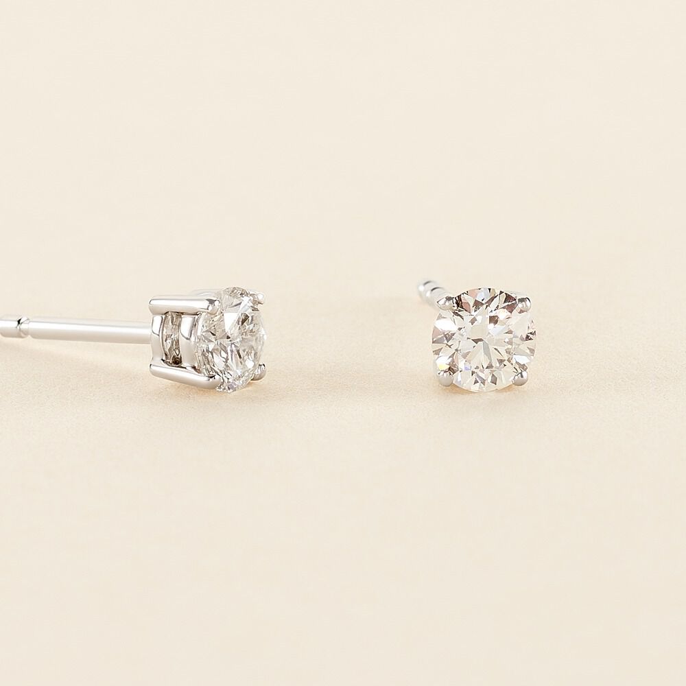 Boucles D'oreilles Puces Aphrodite Platine Blanc Diamant -  Homme | Marc Orian