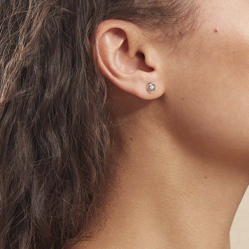 Boucles D'oreilles Puces Nid D'amour Or Blanc Diamant - Boucles d'oreilles mariage Femme | Marc Orian